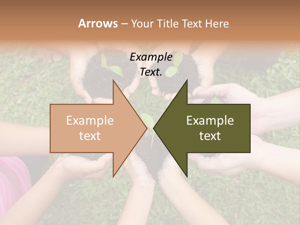 A Group Of People Holding Plants In Their Hands PowerPoint Template