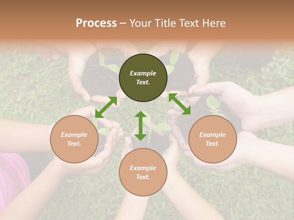 A Group Of People Holding Plants In Their Hands PowerPoint Template