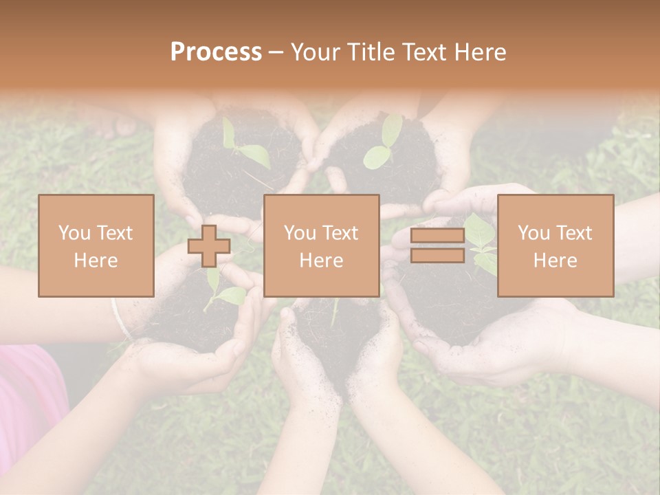 A Group Of People Holding Plants In Their Hands PowerPoint Template