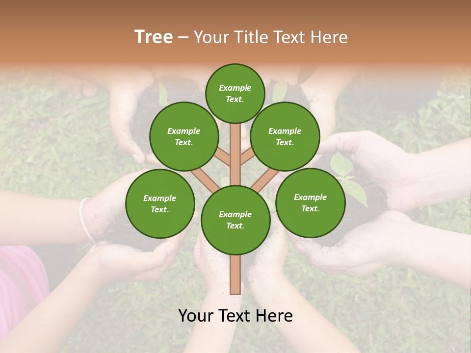 A Group Of People Holding Plants In Their Hands PowerPoint Template