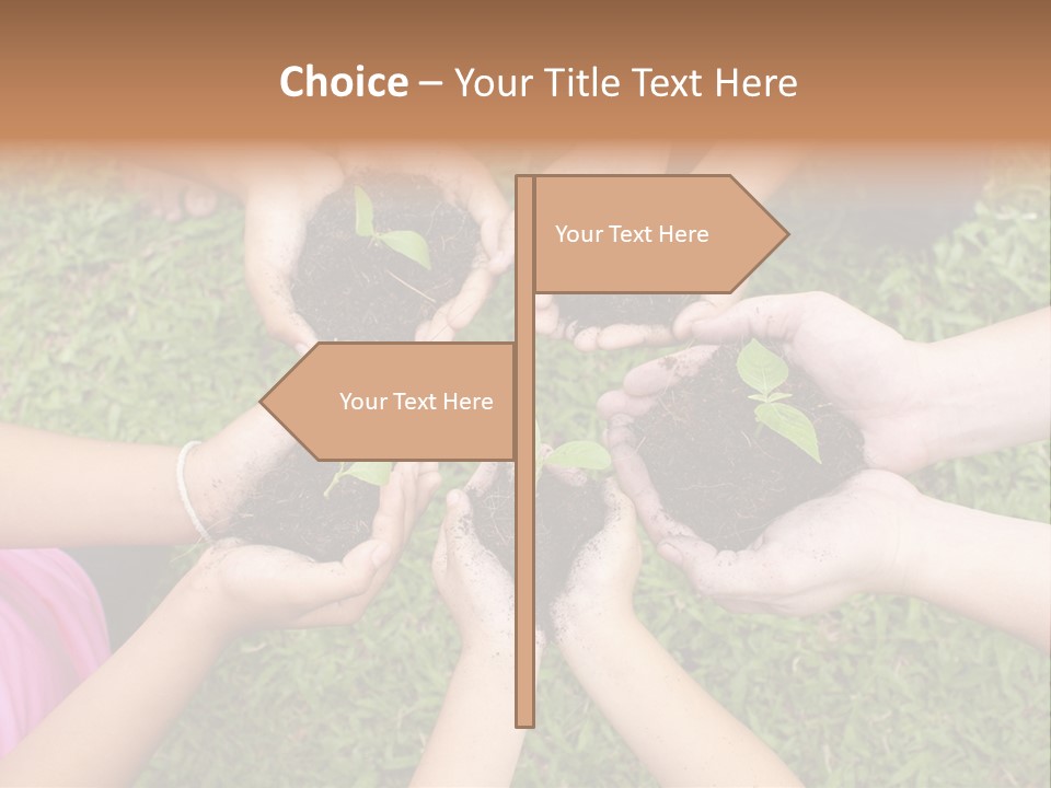 A Group Of People Holding Plants In Their Hands PowerPoint Template