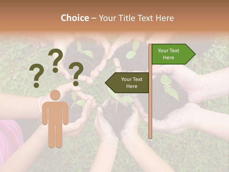 A Group Of People Holding Plants In Their Hands PowerPoint Template