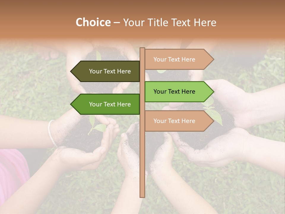 A Group Of People Holding Plants In Their Hands PowerPoint Template