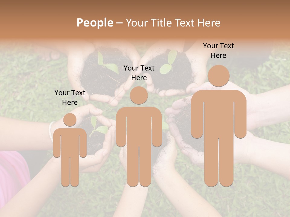 A Group Of People Holding Plants In Their Hands PowerPoint Template