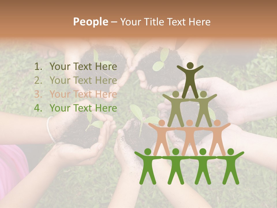 A Group Of People Holding Plants In Their Hands PowerPoint Template