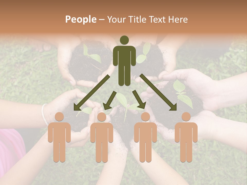 A Group Of People Holding Plants In Their Hands PowerPoint Template