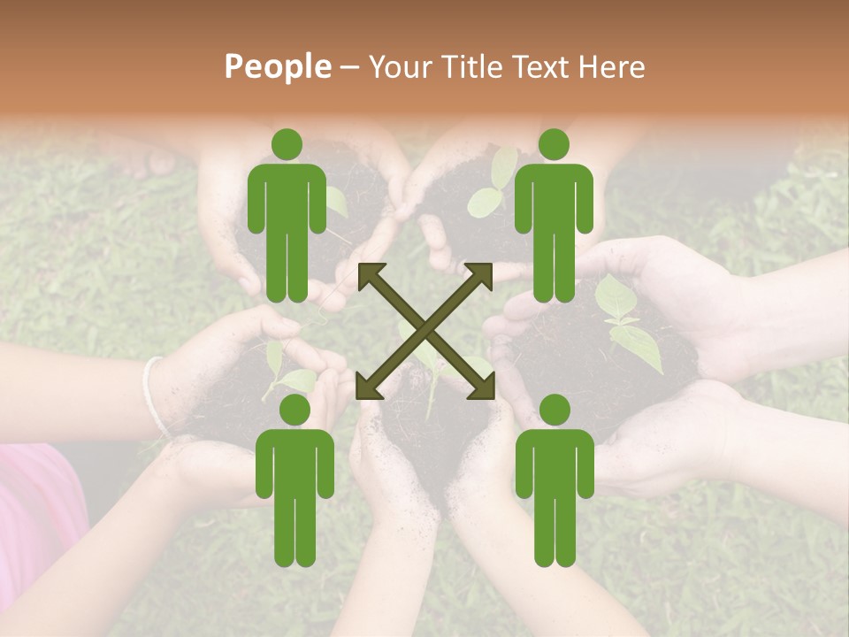 A Group Of People Holding Plants In Their Hands PowerPoint Template