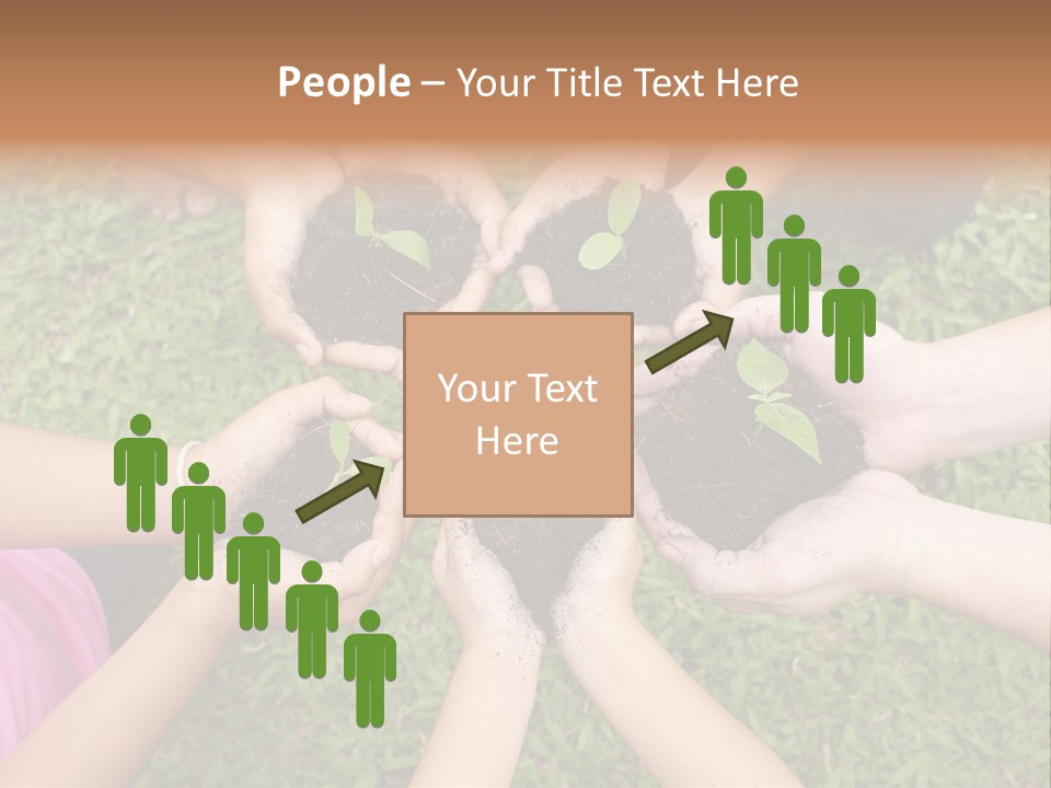 A Group Of People Holding Plants In Their Hands PowerPoint Template
