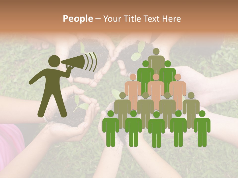 A Group Of People Holding Plants In Their Hands PowerPoint Template