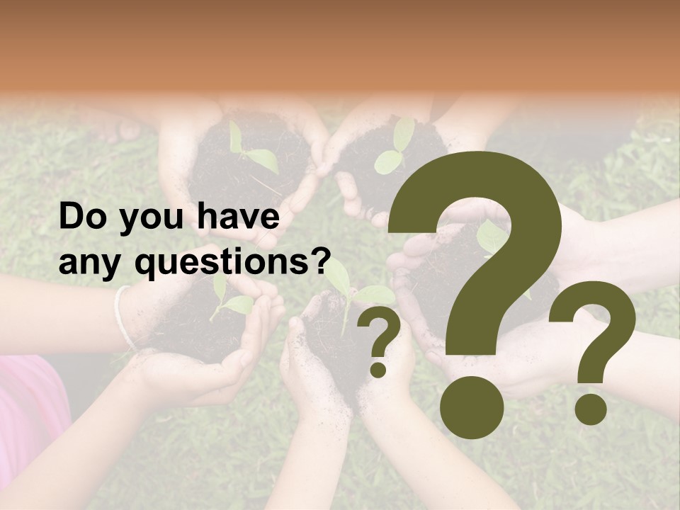 A Group Of People Holding Plants In Their Hands PowerPoint Template