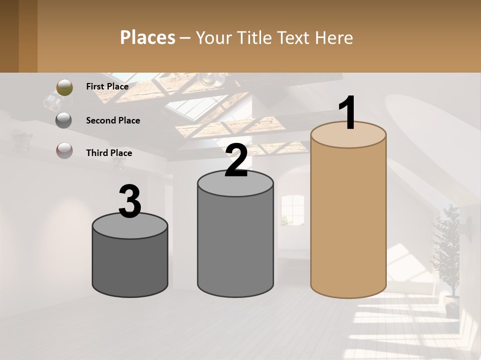 A Room With A Skylight And A Bed In It PowerPoint Template