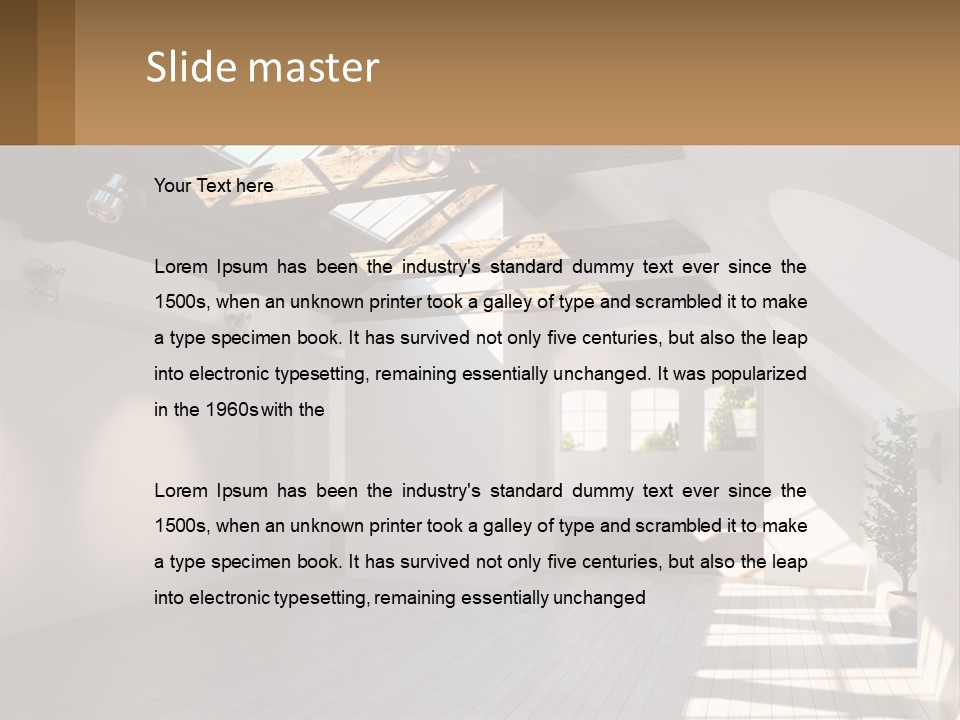 A Room With A Skylight And A Bed In It PowerPoint Template