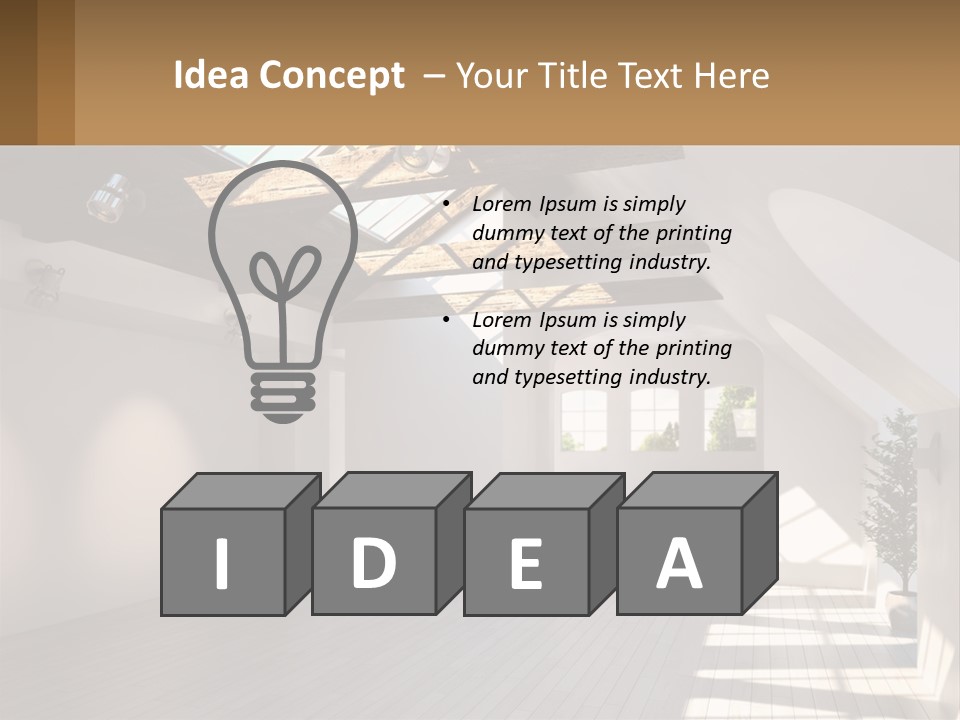 A Room With A Skylight And A Bed In It PowerPoint Template