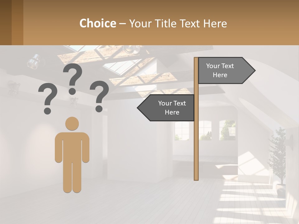 A Room With A Skylight And A Bed In It PowerPoint Template