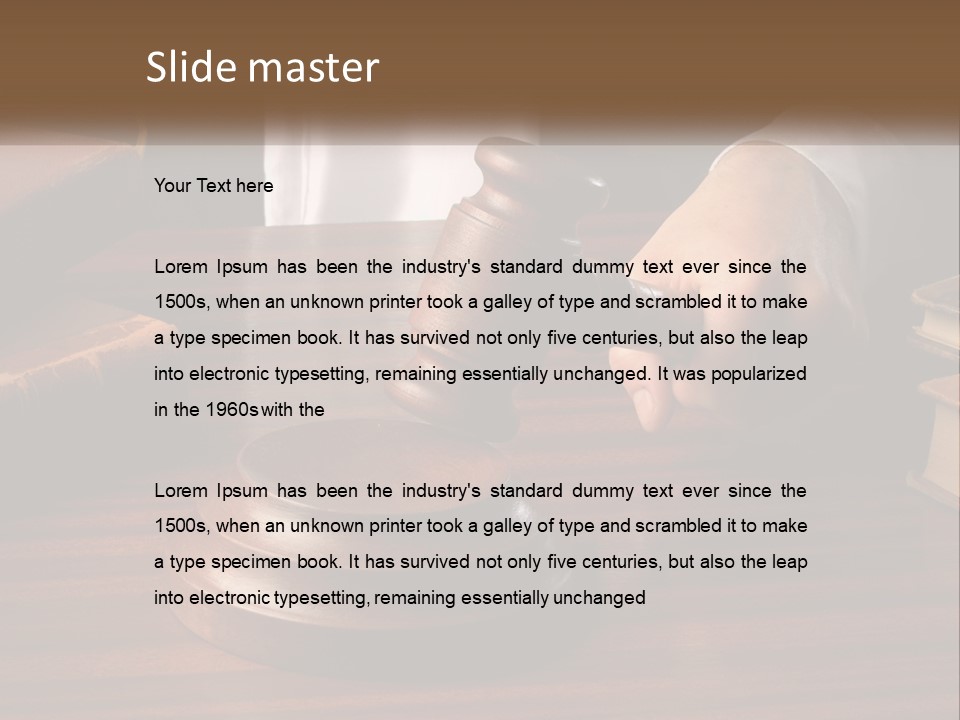 A Person Holding A Wooden Gaven On Top Of A Table PowerPoint Template