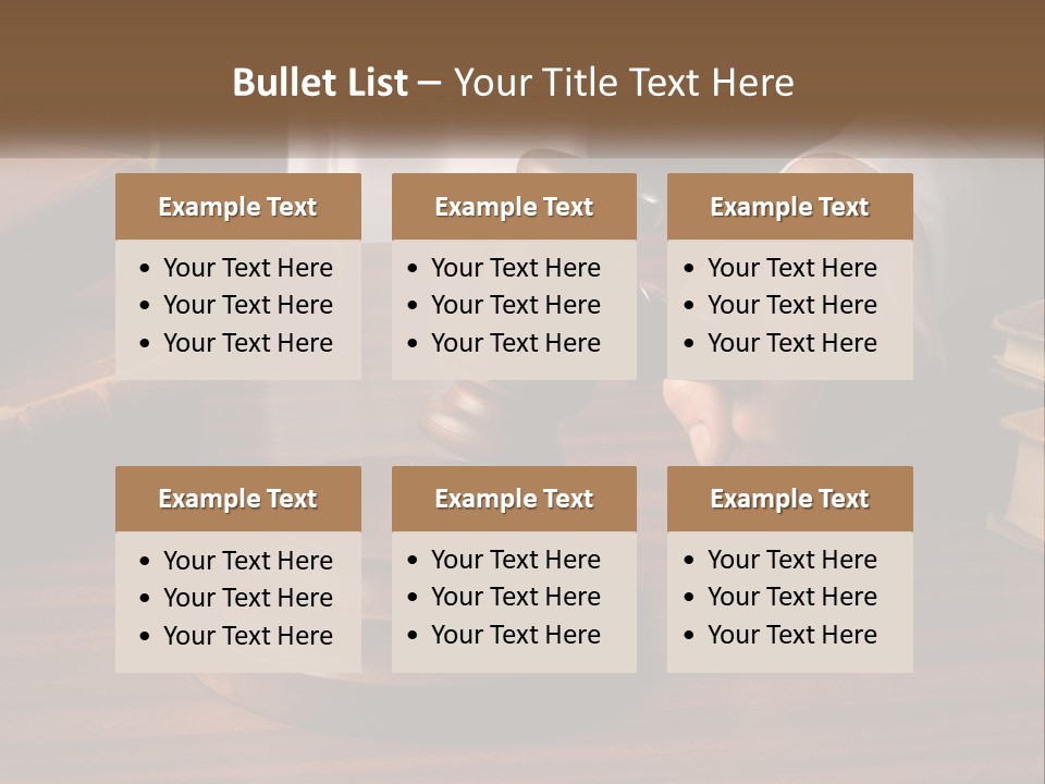 A Person Holding A Wooden Gaven On Top Of A Table PowerPoint Template