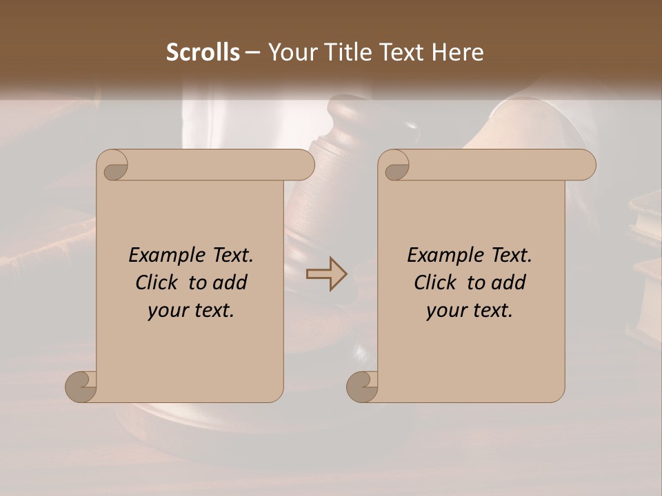 A Person Holding A Wooden Gaven On Top Of A Table PowerPoint Template