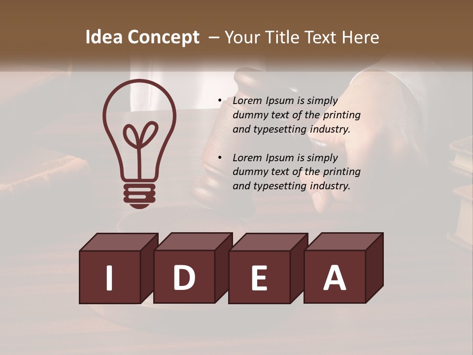 A Person Holding A Wooden Gaven On Top Of A Table PowerPoint Template