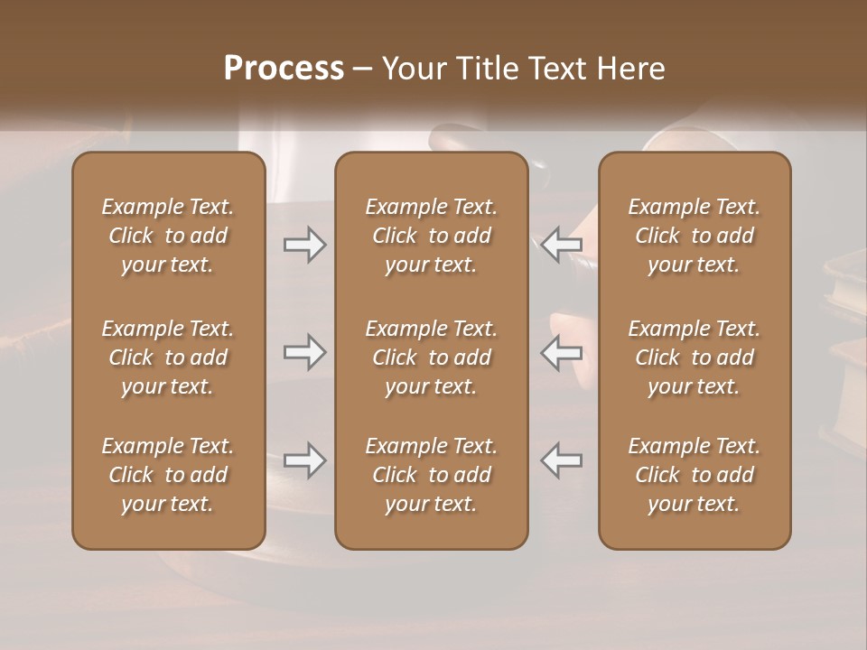 A Person Holding A Wooden Gaven On Top Of A Table PowerPoint Template