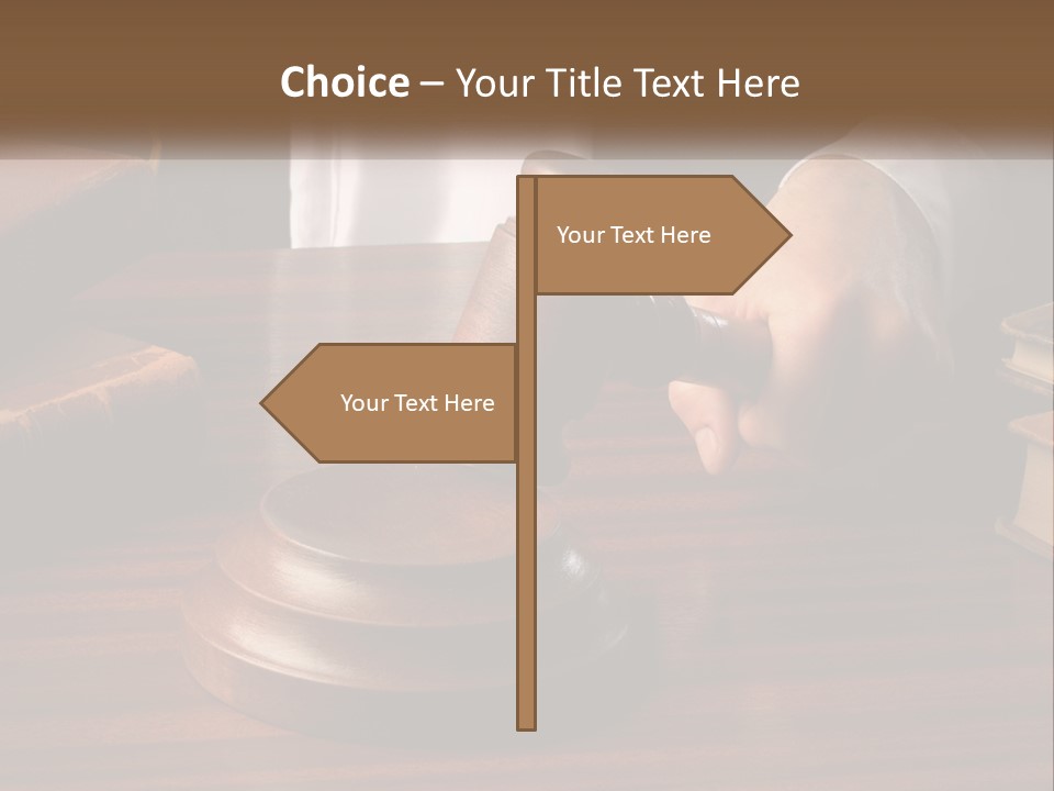 A Person Holding A Wooden Gaven On Top Of A Table PowerPoint Template