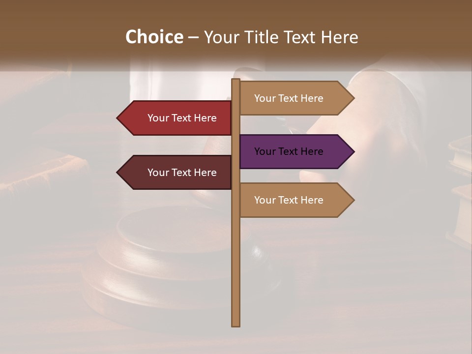 A Person Holding A Wooden Gaven On Top Of A Table PowerPoint Template