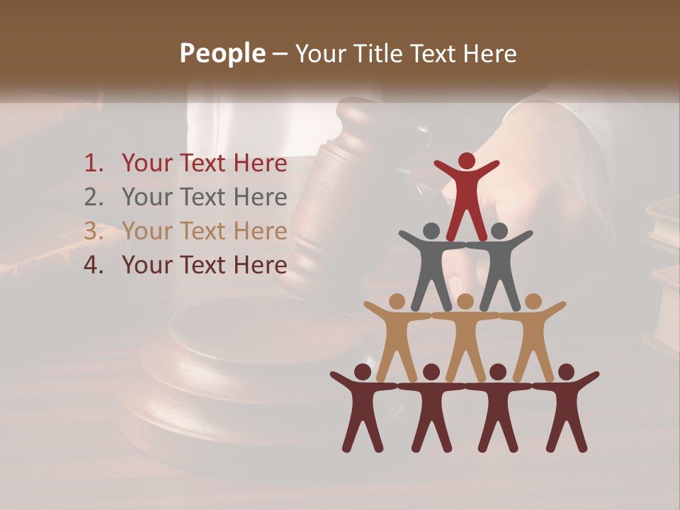 A Person Holding A Wooden Gaven On Top Of A Table PowerPoint Template