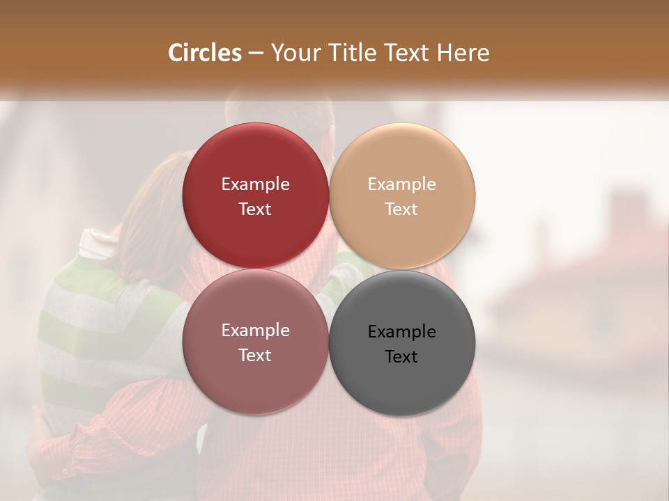 A Man And Woman Embracing In Front Of A House PowerPoint Template