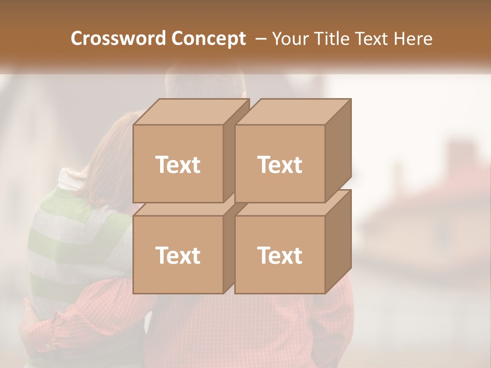 A Man And Woman Embracing In Front Of A House PowerPoint Template