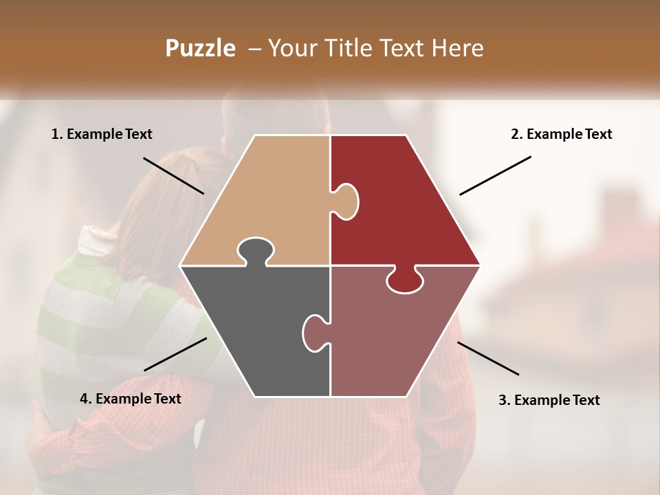 A Man And Woman Embracing In Front Of A House PowerPoint Template