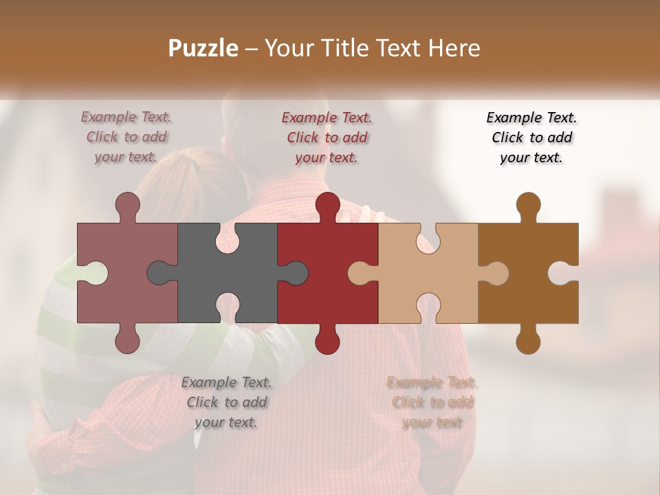 A Man And Woman Embracing In Front Of A House PowerPoint Template