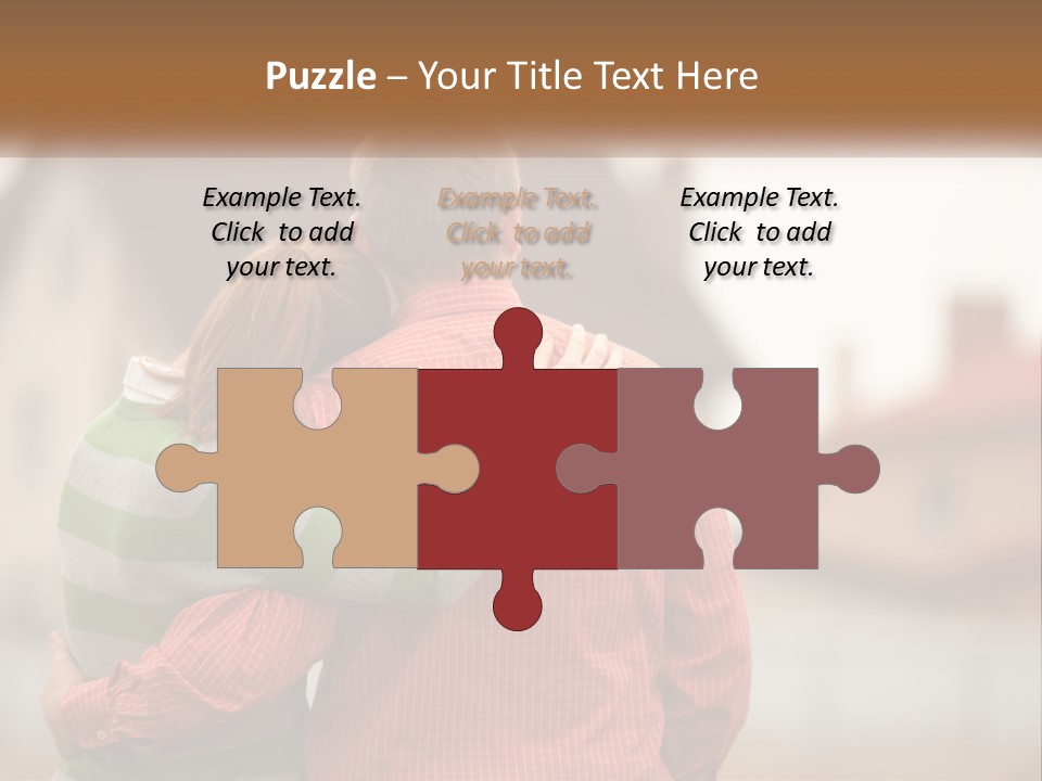 A Man And Woman Embracing In Front Of A House PowerPoint Template