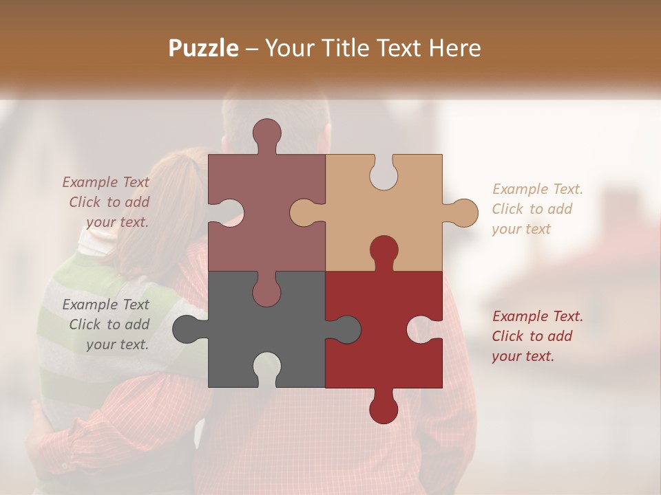 A Man And Woman Embracing In Front Of A House PowerPoint Template