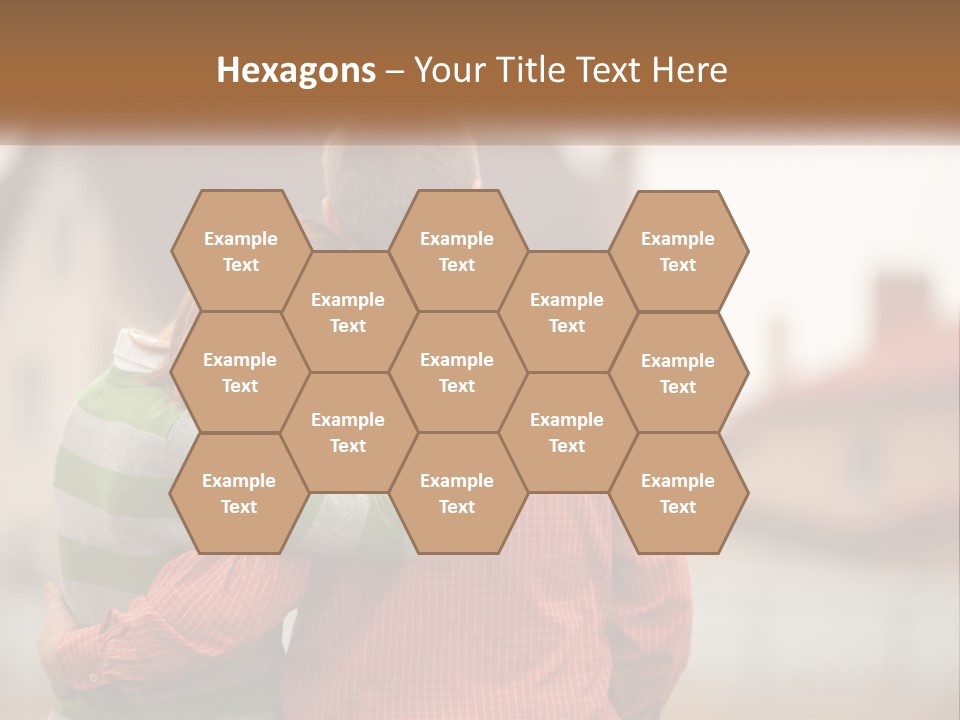 A Man And Woman Embracing In Front Of A House PowerPoint Template