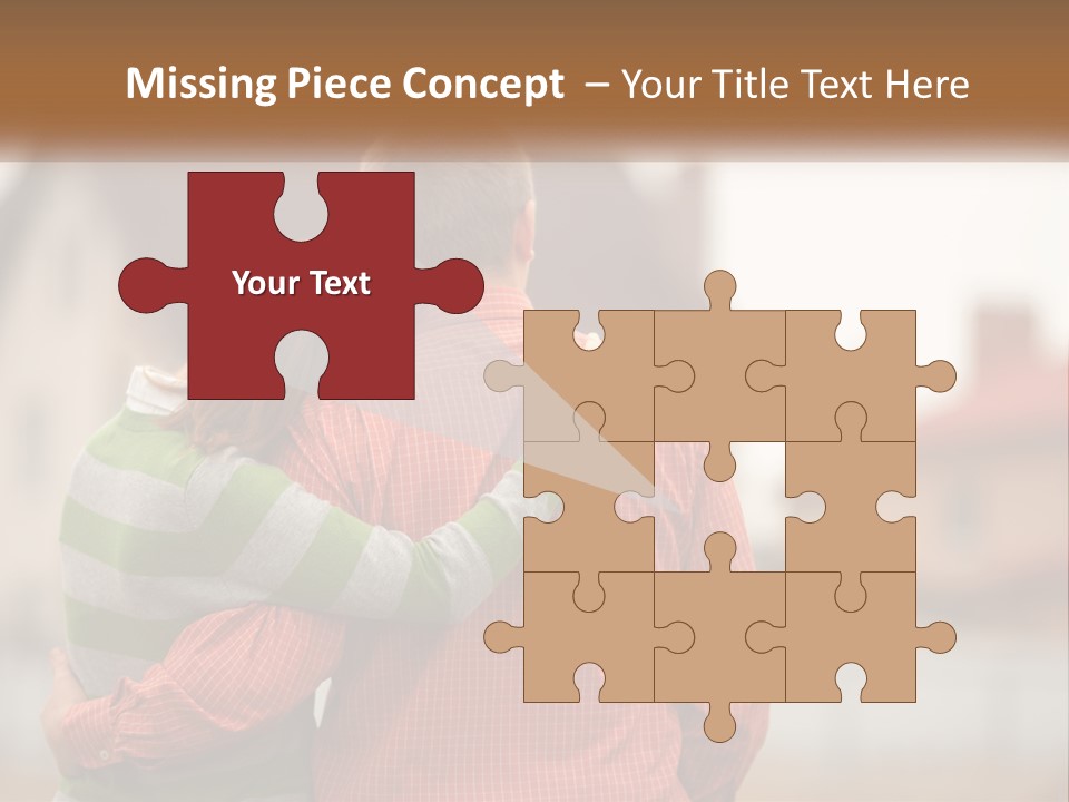 A Man And Woman Embracing In Front Of A House PowerPoint Template