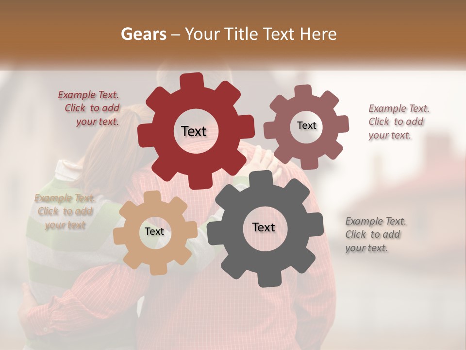 A Man And Woman Embracing In Front Of A House PowerPoint Template