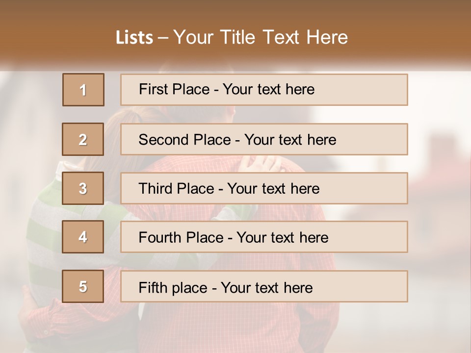 A Man And Woman Embracing In Front Of A House PowerPoint Template