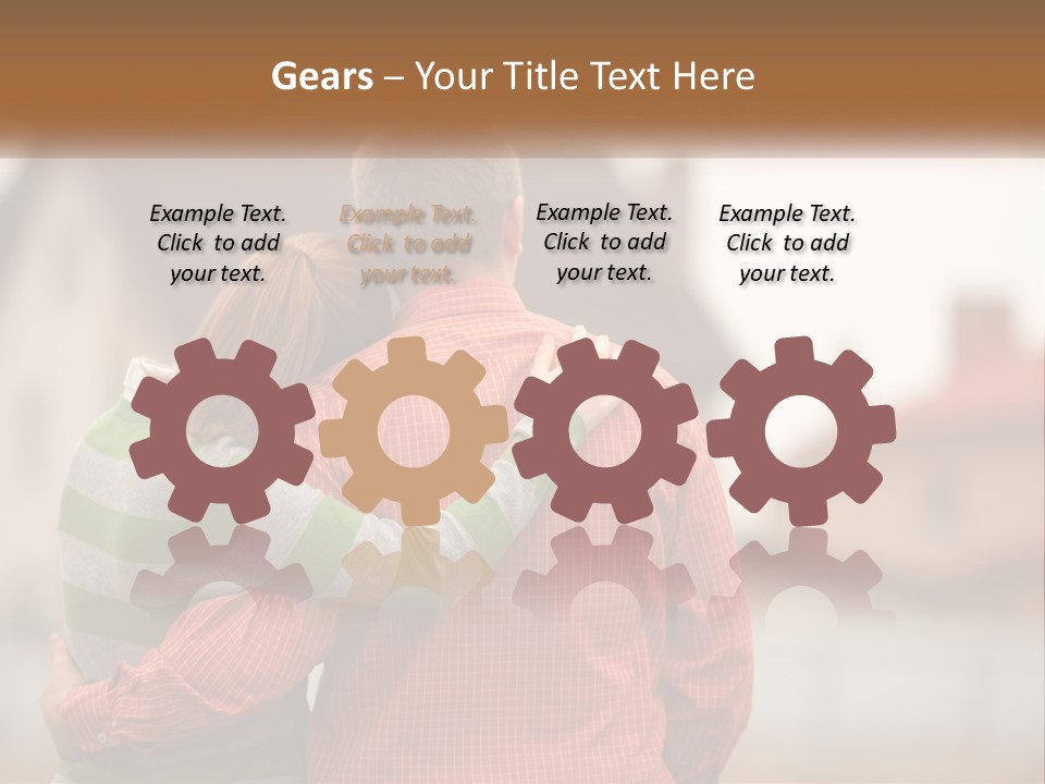 A Man And Woman Embracing In Front Of A House PowerPoint Template