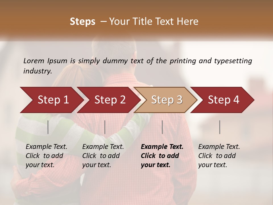 A Man And Woman Embracing In Front Of A House PowerPoint Template