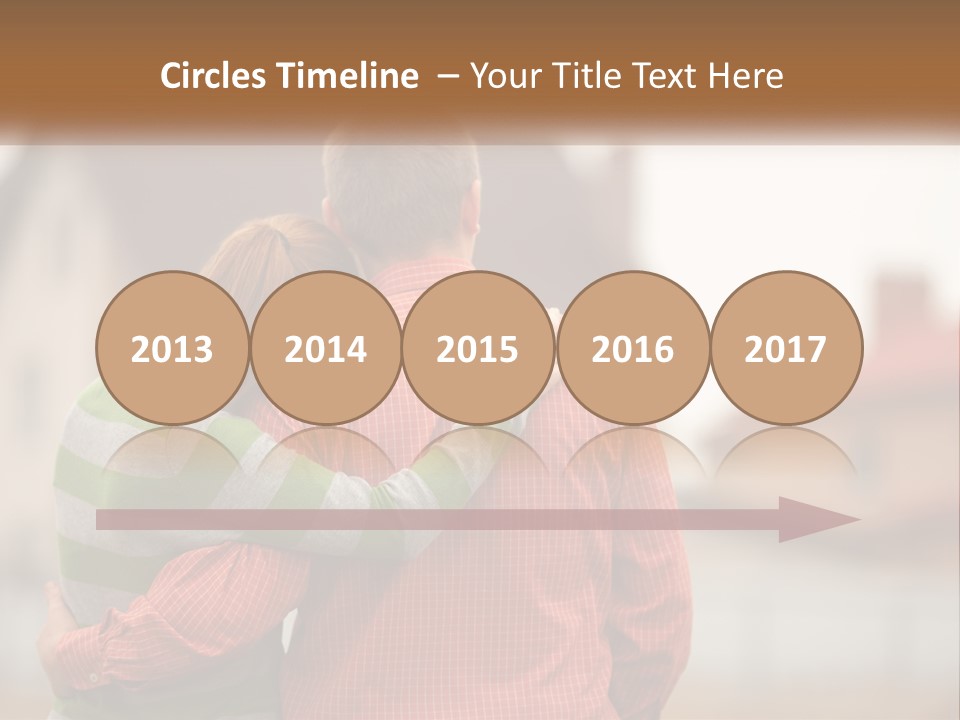 A Man And Woman Embracing In Front Of A House PowerPoint Template