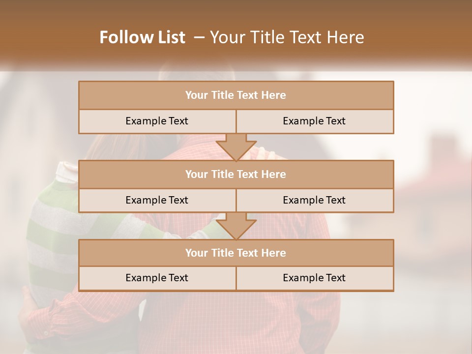 A Man And Woman Embracing In Front Of A House PowerPoint Template