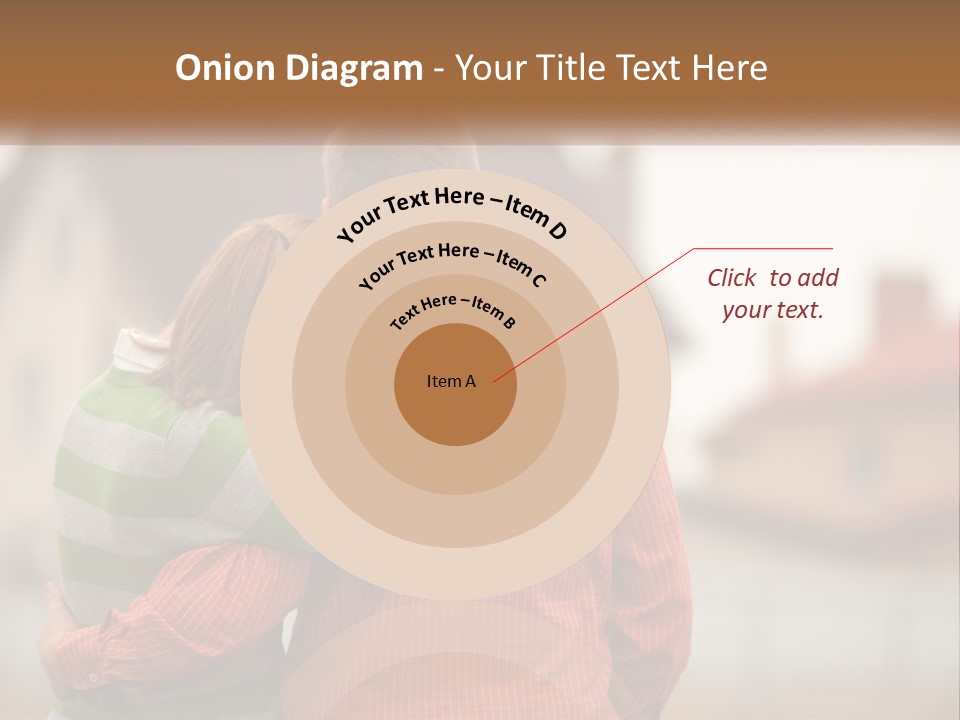 A Man And Woman Embracing In Front Of A House PowerPoint Template