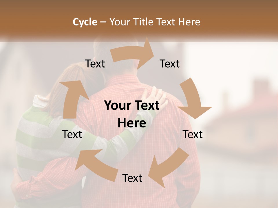 A Man And Woman Embracing In Front Of A House PowerPoint Template