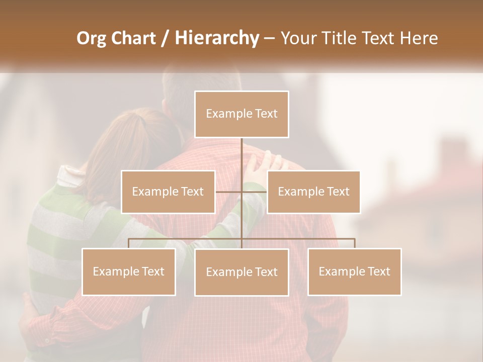 A Man And Woman Embracing In Front Of A House PowerPoint Template