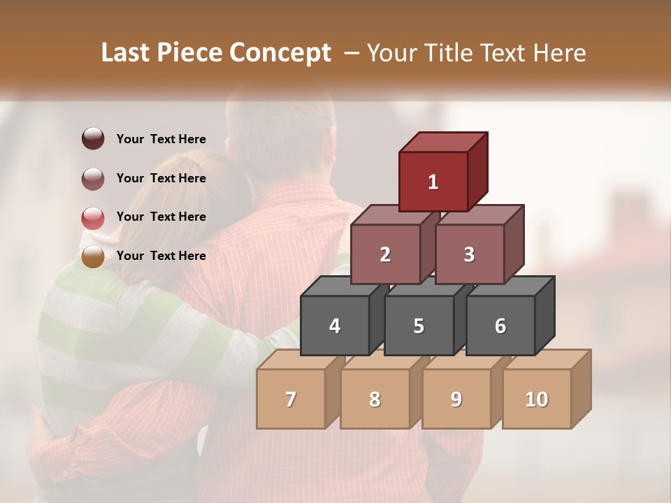 A Man And Woman Embracing In Front Of A House PowerPoint Template