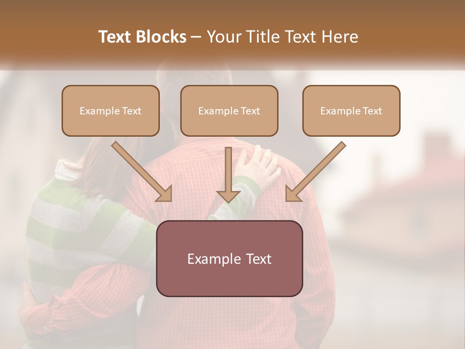 A Man And Woman Embracing In Front Of A House PowerPoint Template