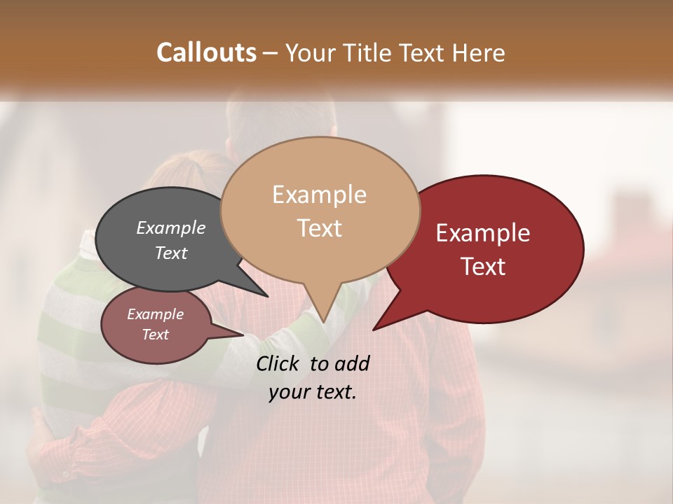 A Man And Woman Embracing In Front Of A House PowerPoint Template