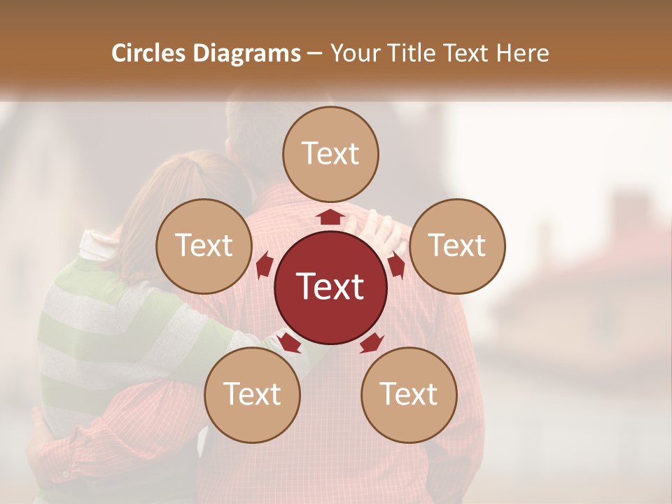 A Man And Woman Embracing In Front Of A House PowerPoint Template