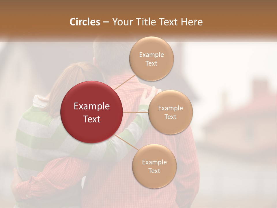 A Man And Woman Embracing In Front Of A House PowerPoint Template