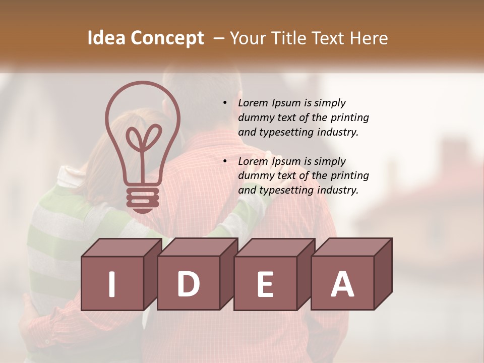 A Man And Woman Embracing In Front Of A House PowerPoint Template