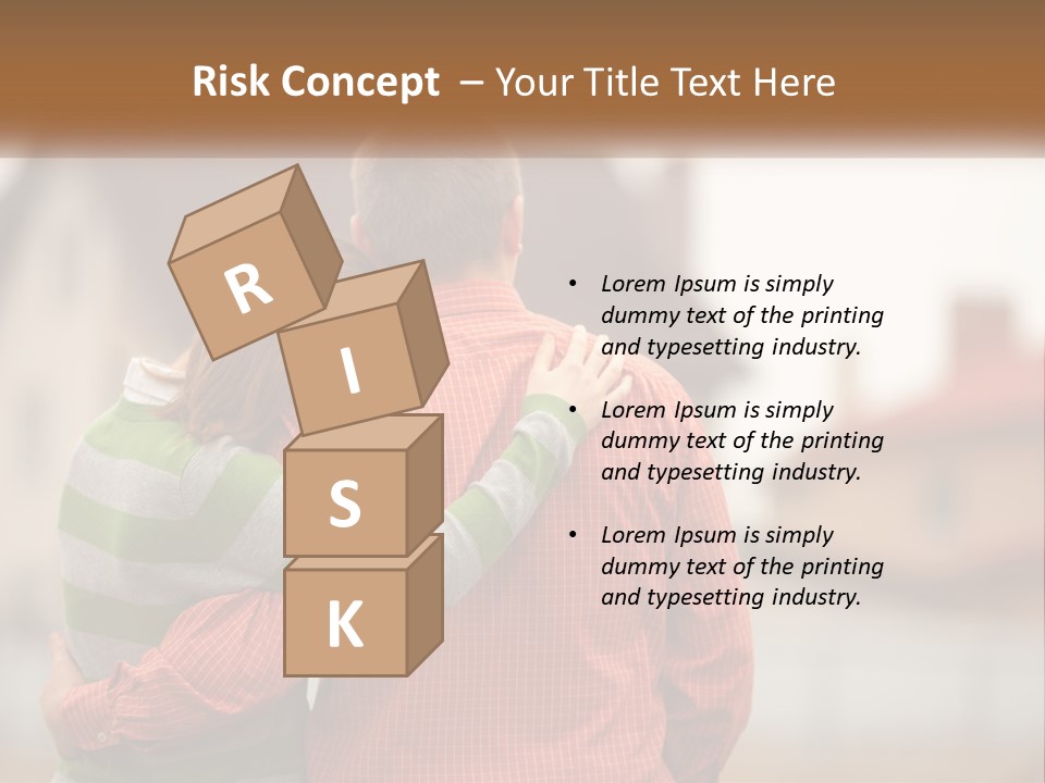 A Man And Woman Embracing In Front Of A House PowerPoint Template